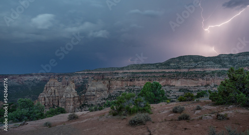 Lighting strike in the Colorado National Monument in Grand Junction, Colorado- from the Saddlehorn Picnic area photo
