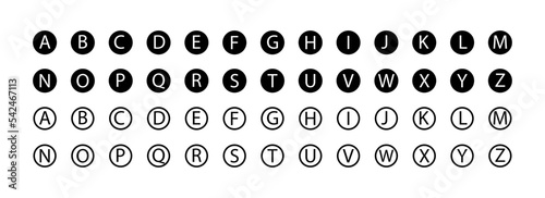 Alphabet icon. Alphabet font in a circle symbol. Vector sign.