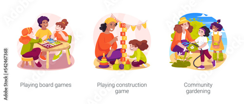 Extracurricular activity isolated cartoon vector illustration set