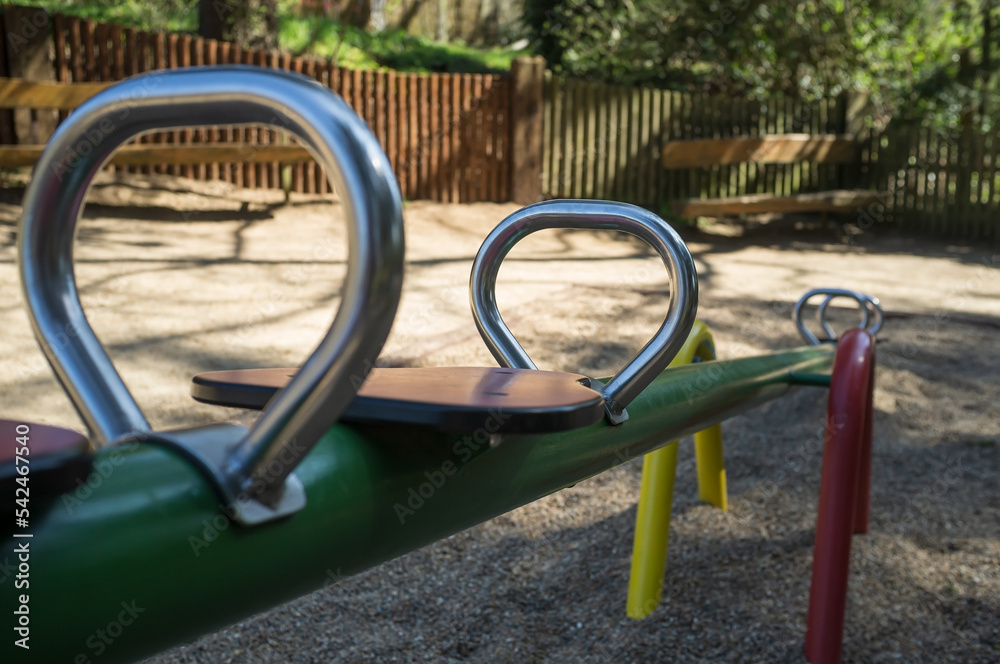 Swing for children close-up. Playground.