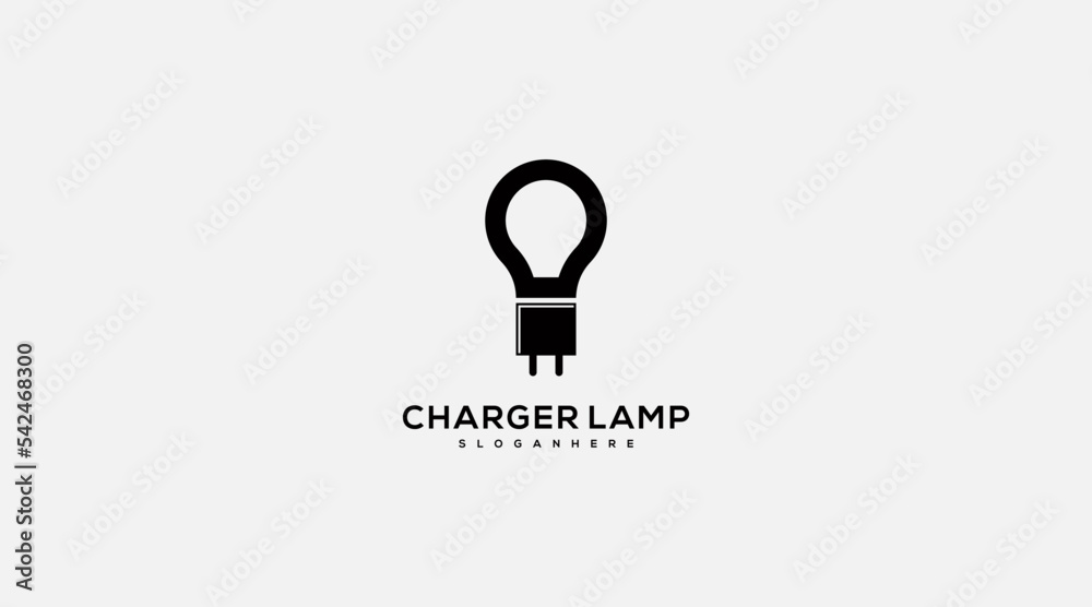 Charger Bulb logo design concept vector template Charger Bulb logo design concept vector template