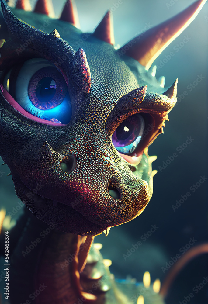 Little dragon, 3D, Artificial Intelligence generated