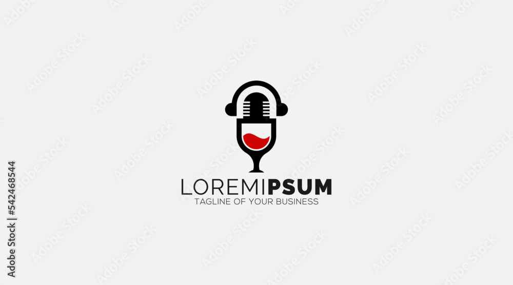 podcast wine logo design vector illustration