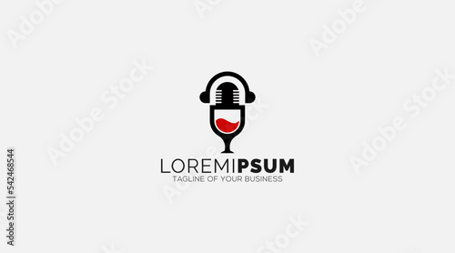 podcast wine logo design vector illustration