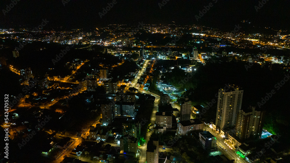 Panoramic view of the city of Blumenau at night