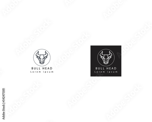 Angry African Bison Bull Head  Silhouette buffalo head Front view logo design template  American buffalo head face element for logo  label  emblem  sign Isolated white background vector illustration