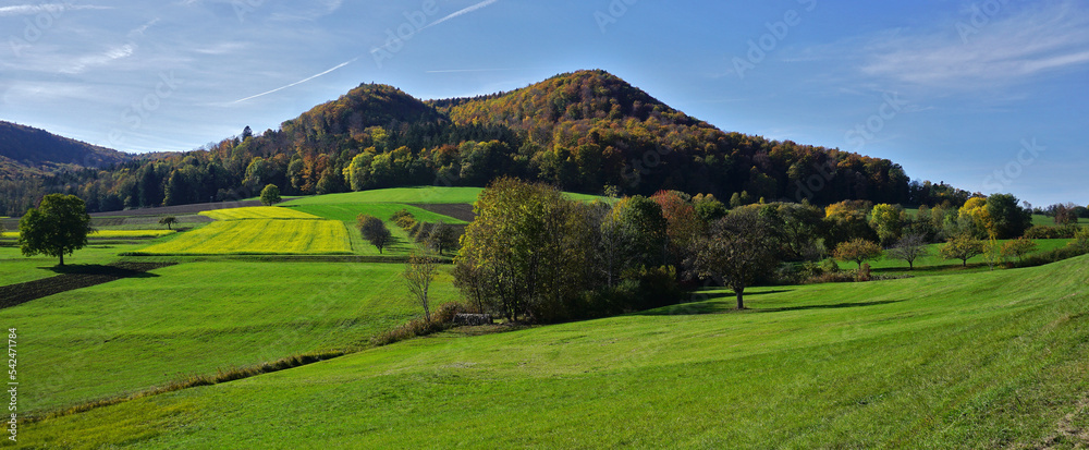 Herbstlandschaft; Blick auf den Hirschkopf, Schwäbische Alb