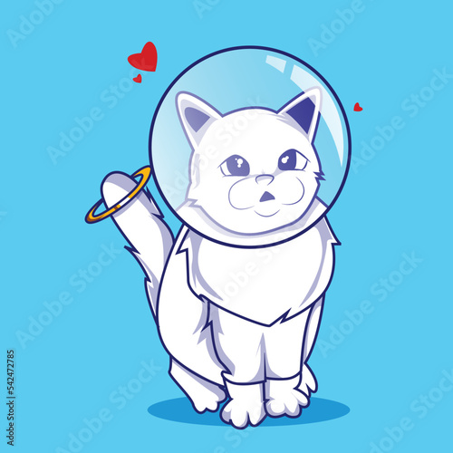 cute space white baby cat  