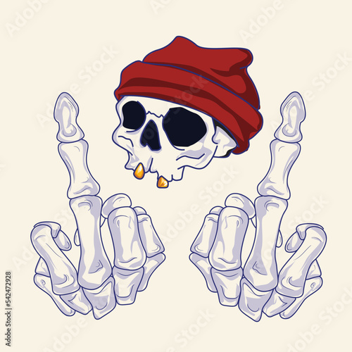 skeleton middle finger danger thug
