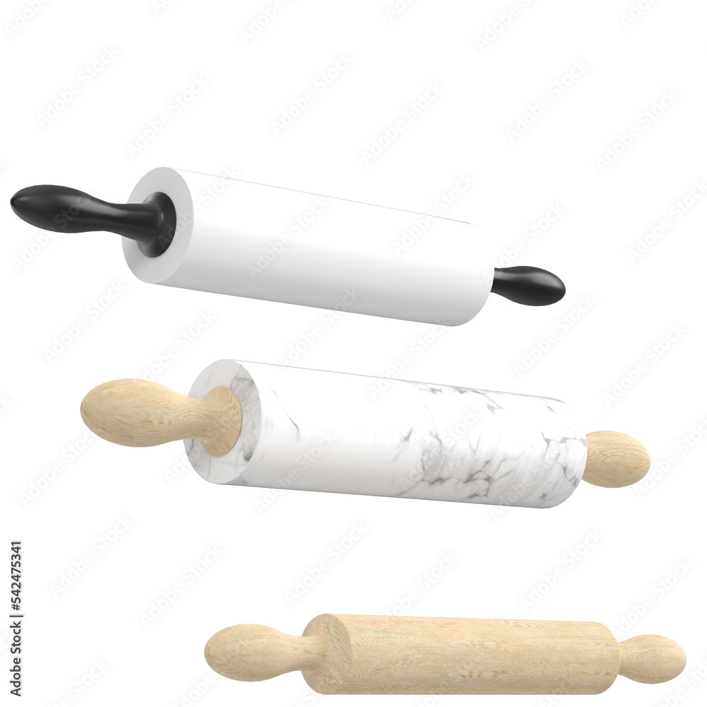 3d rendering illustration of some rolling pins