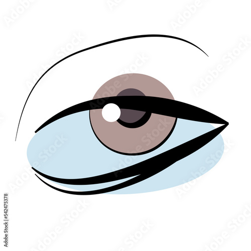 vector simple illustration of eye with blue and bordo color