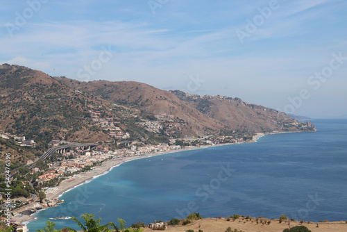 panoramic view of the coast from Taormina Sicily-