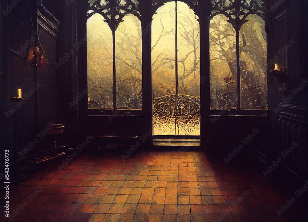 Obraz premium light through the window in an old building