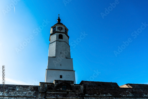 Clock tower above Stambol gate. Belgrade fortress, Serbia.