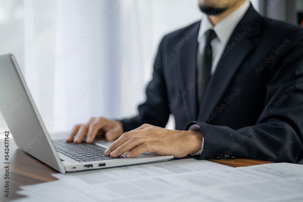 Business man using computer working in office