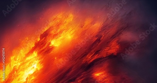 ashes and flame from magma fire ember. high temperature, heat, hot, explosion, rendering illustration.