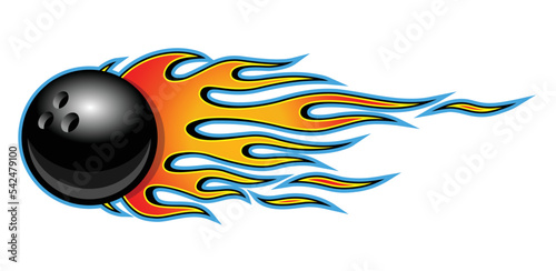 Bowling ball vector image with tribal fire flame printable car sticker motorcycle decal sport logo template