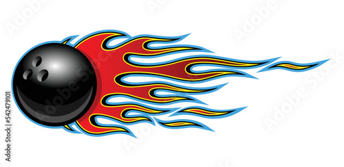 Bowling ball vector image with tribal fire flame printable car sticker motorcycle decal sport logo template