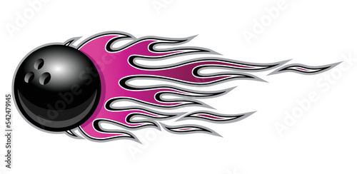 Bowling ball vector image with tribal fire flame printable car sticker motorcycle decal sport logo template