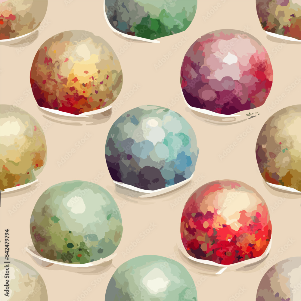 Seamless christmas decoration bubbles, watercolor xmas balls background pattern. Winter collection