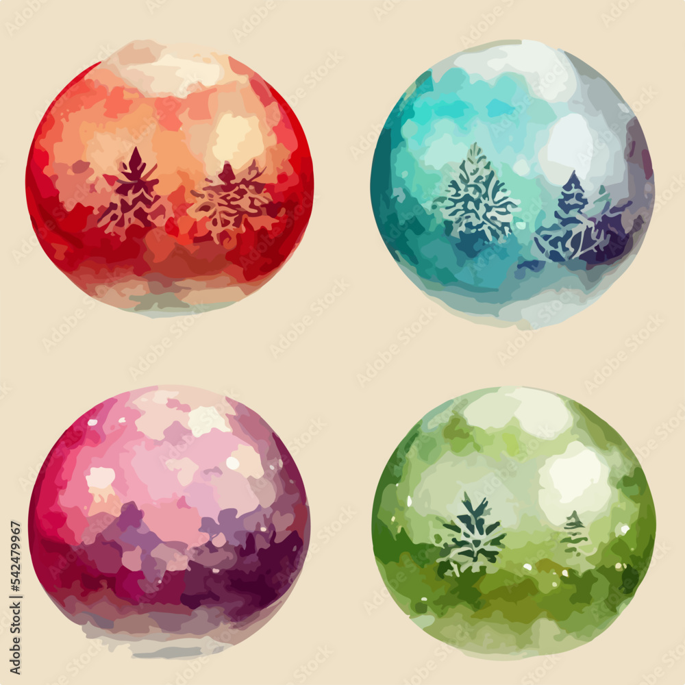 Seamless pattern christmas balls, aquarelle balls endless pattern. Multicolor