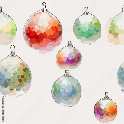 Seamless pattern christmas bubbles, aquarelle balls endless pattern. New-year collection