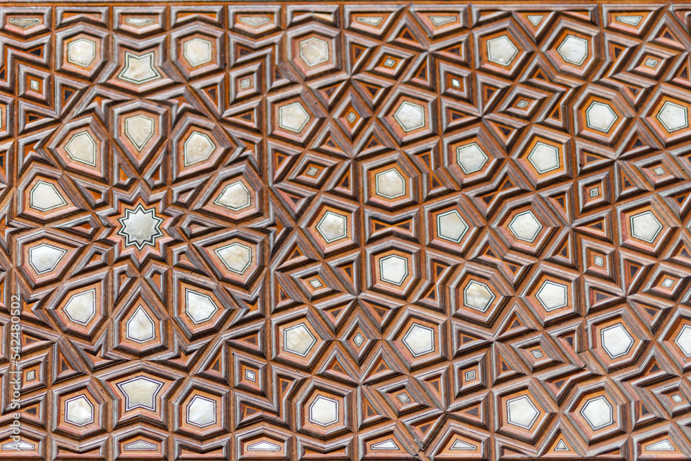 Photograph of medieval era islamic patterns in a Turkish Islamic mosque in Istanbul