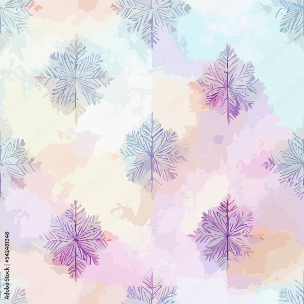 Seamless pattern christmas snowflake, watercolor background pattern. New-year collection Seamless pattern christmas snowflake, watercolor background pattern. New-year collection
