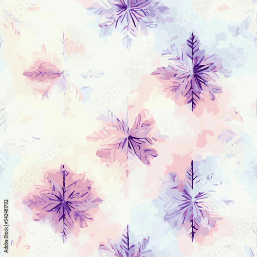 Seamless christmass decoration snowflakes, watercolor endless pattern. Winter collection