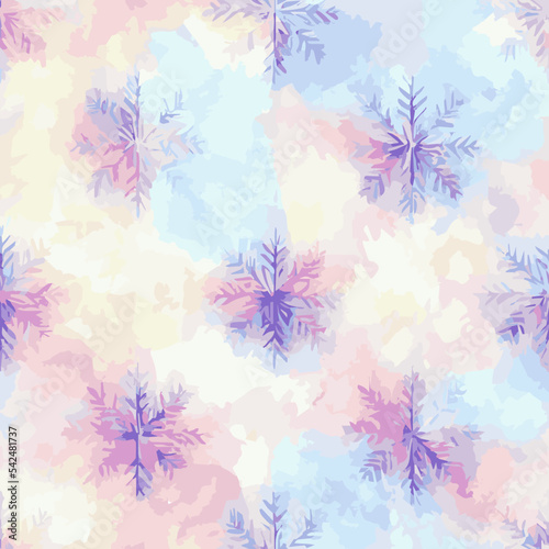 Seamless christmass decoration snowflake, watercolor xmas endless pattern. Winter holidays