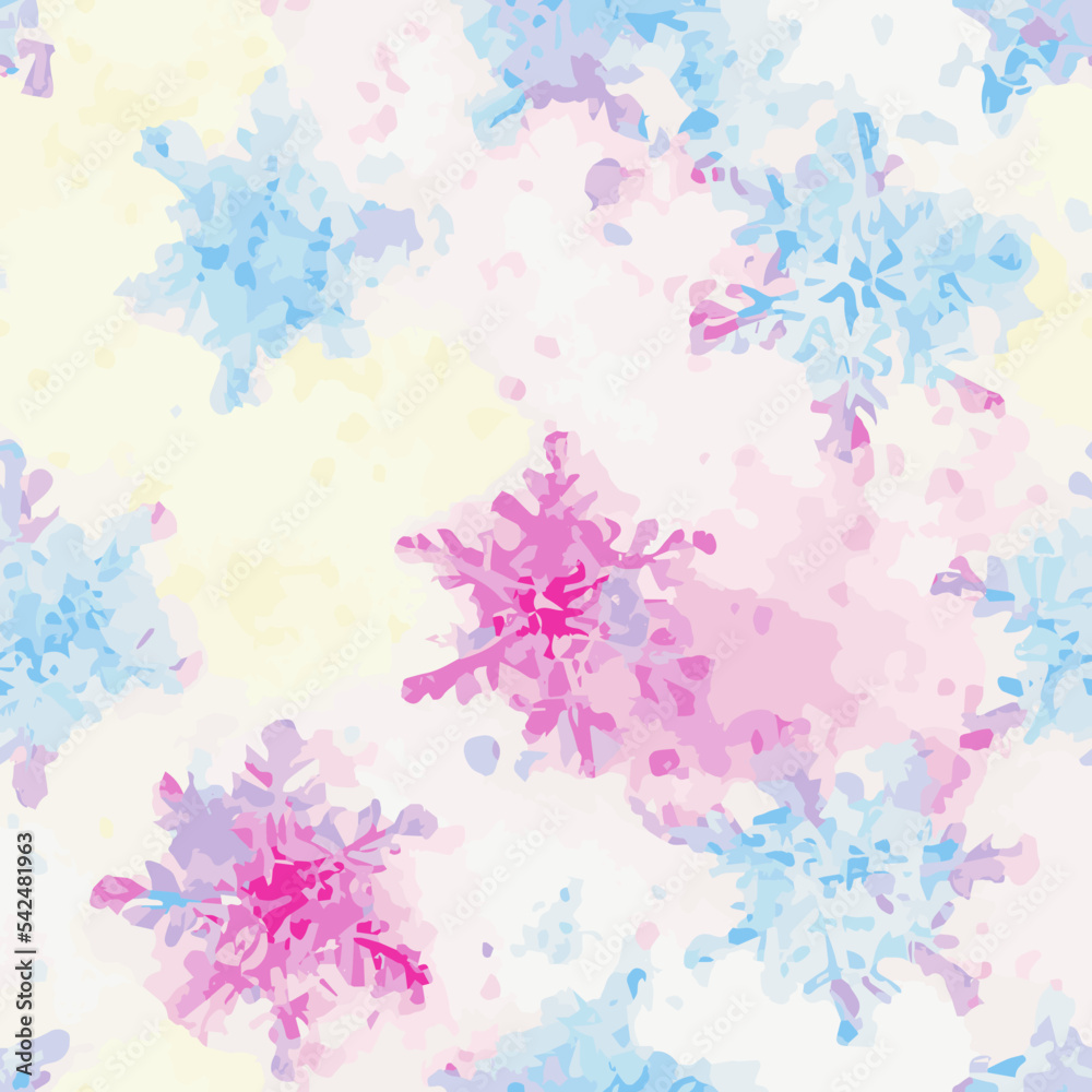 Seamless pattern christmas snowflakes, watercolor xmas endless pattern. Winter holidays