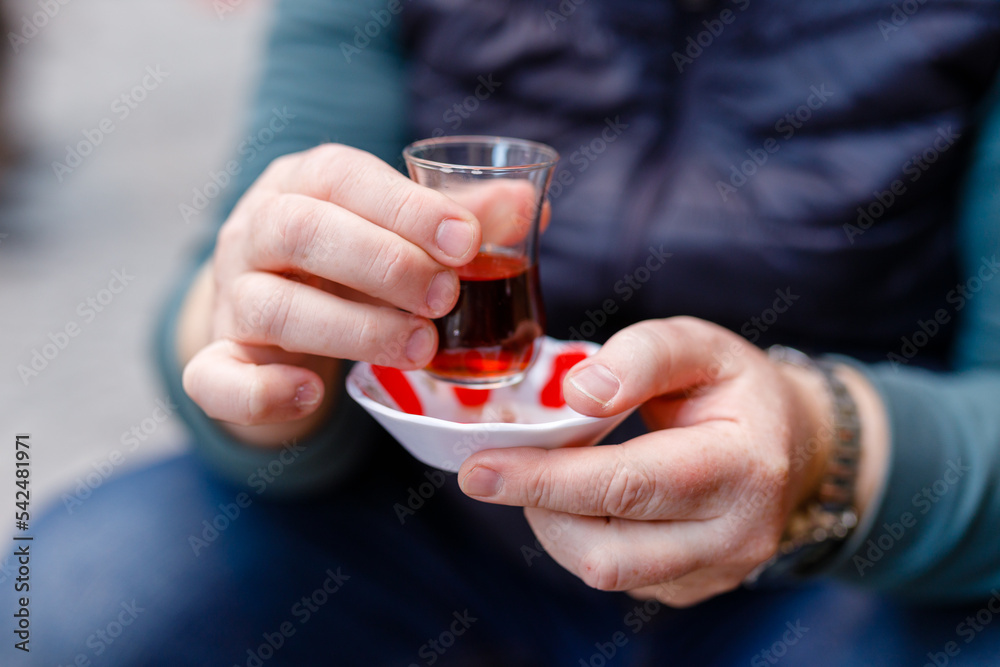 Glass of Turkish tea, selective focus. Traditional Turkish tea Glass of Turkish tea, selective focus. Traditional Turkish tea