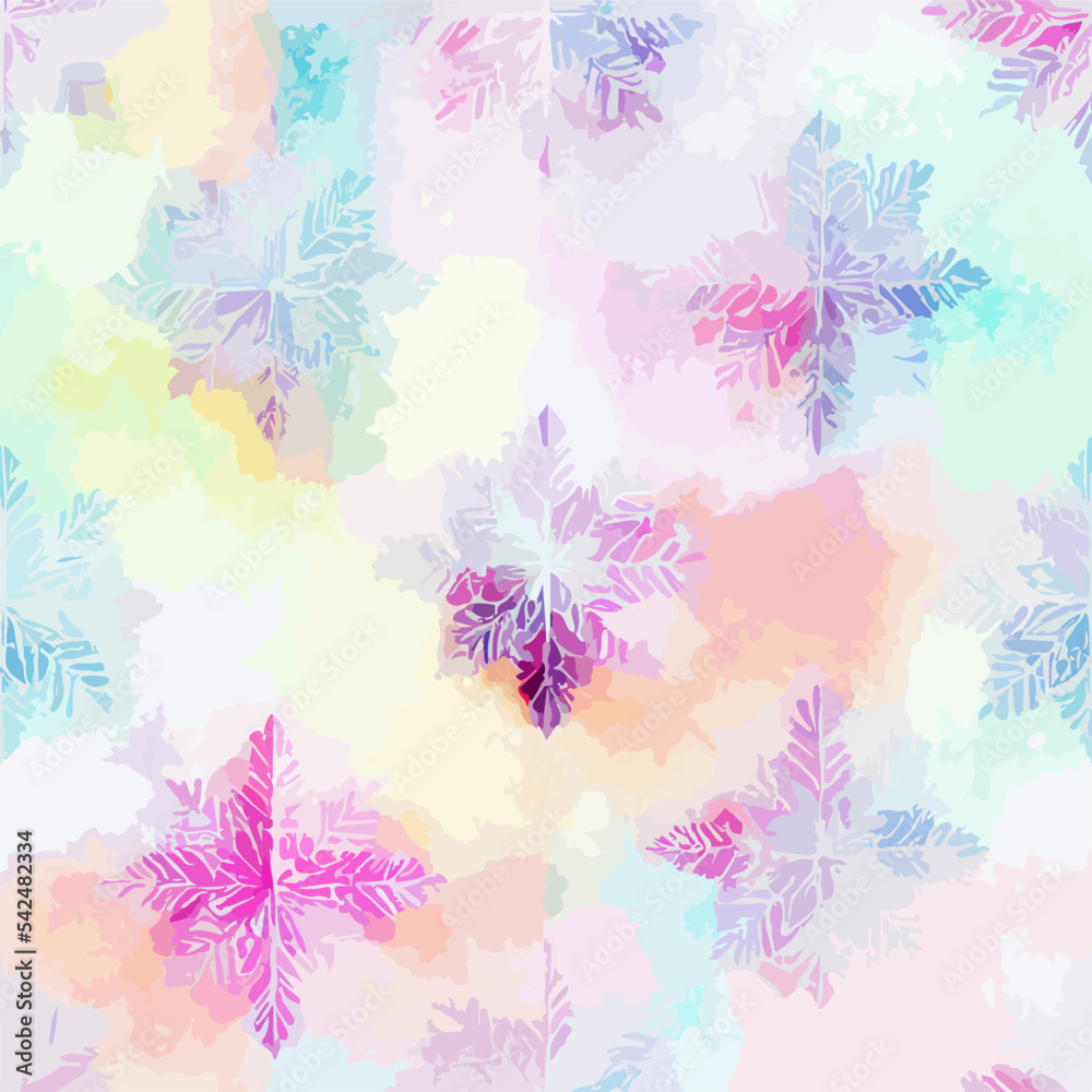 Seamless pattern christmas snowflake, aquarelle endless pattern. New-year collection