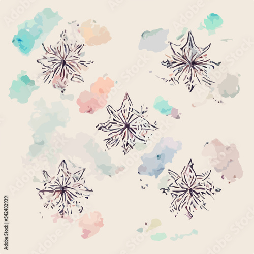 Seamless pattern christmas snowflakes, aquarelle xmas endless pattern. Winter holidays