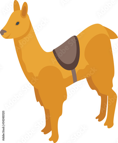 Brown animal icon isometric vector. Cute lama. Funny baby
