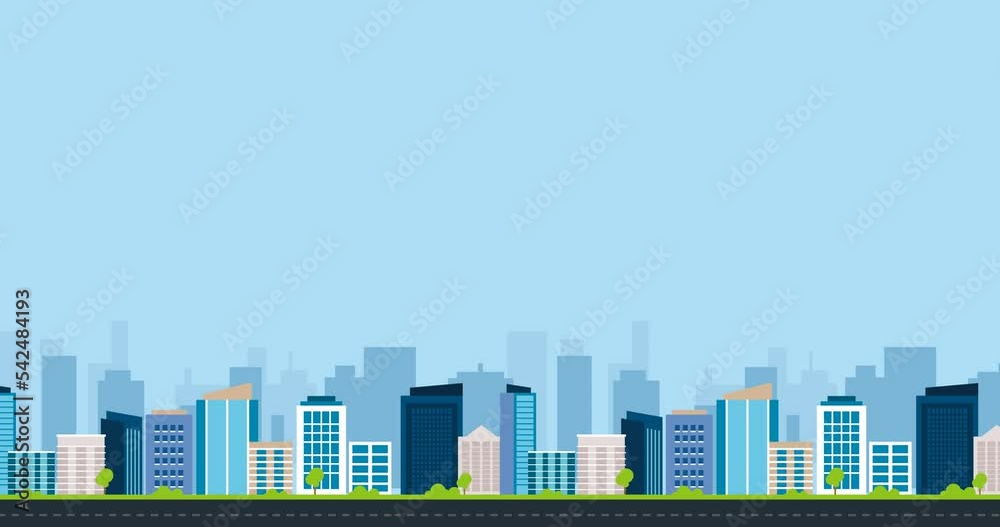 small blue cartoon urban animation background under screen display small blue cartoon urban animation background under screen display