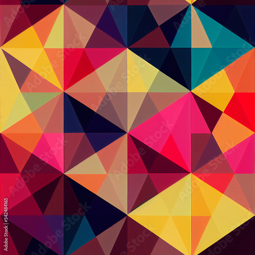 Seamless geometric pattern. Background of triangles, rhombuses, circles, geometric shapes.
