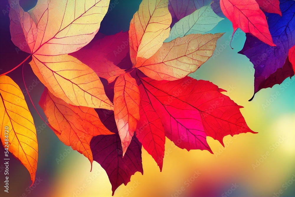 Autumn leaves background. Autumn illustration of colorful watercolor banner. 