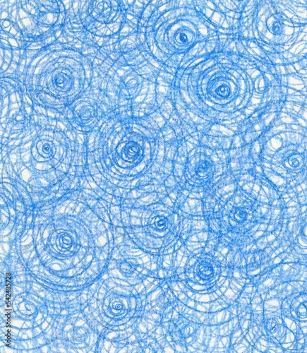 Blue vertical background, banner, circles on the water, hand-drawn , doodles