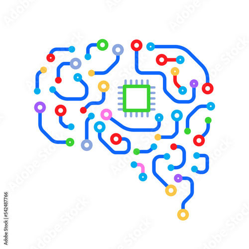 Brain icon Play and learn concept colorful background