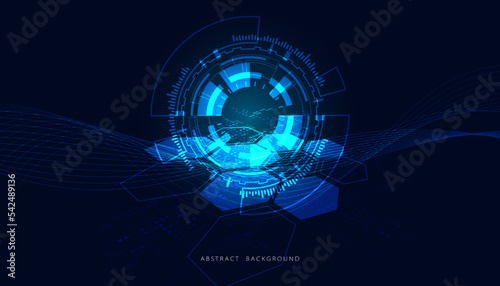 Abstract Circle Blue Interface Futuristic Background  Light Blue For Copy Space.on hi tech blue future background
