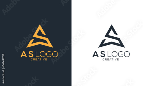 Creative 'A' and 'S'  letter tringle logo design. photo