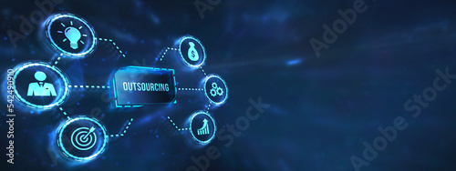 Internet, business, Technology and network concept. Outsourcing Human Resources. 3d illustration.