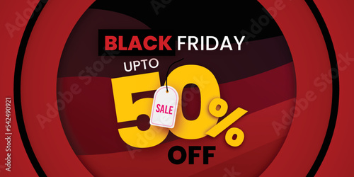 Black Friday Sale Banner in Red & Black for social media and business purpose Free Vector 