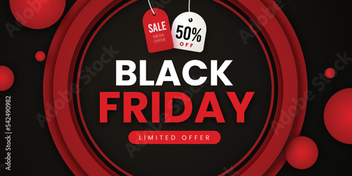 Black Friday Sale Banner in Red & Black for social media and business purpose Free Vector 