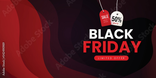 Black Friday Sale Banner in Red & Black for social media and business purpose Free Vector 