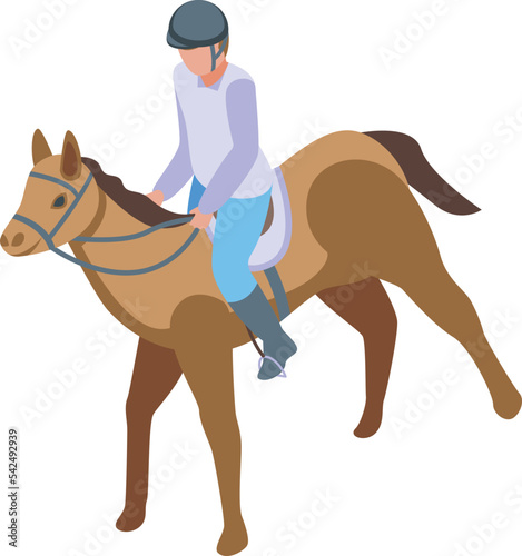 Horse jockey icon isometric vector. Competition animal. Race champion