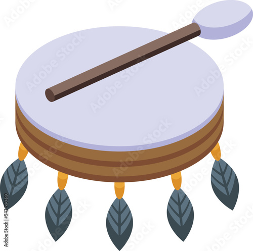 Eskimo drums icon isometric vector. Alaska nature. North nature