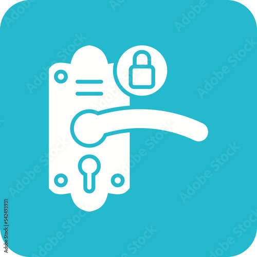 Door Lock Multicolor Round Corner Glyph Inverted Icon