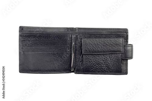 men's, leather black wallet, isolate